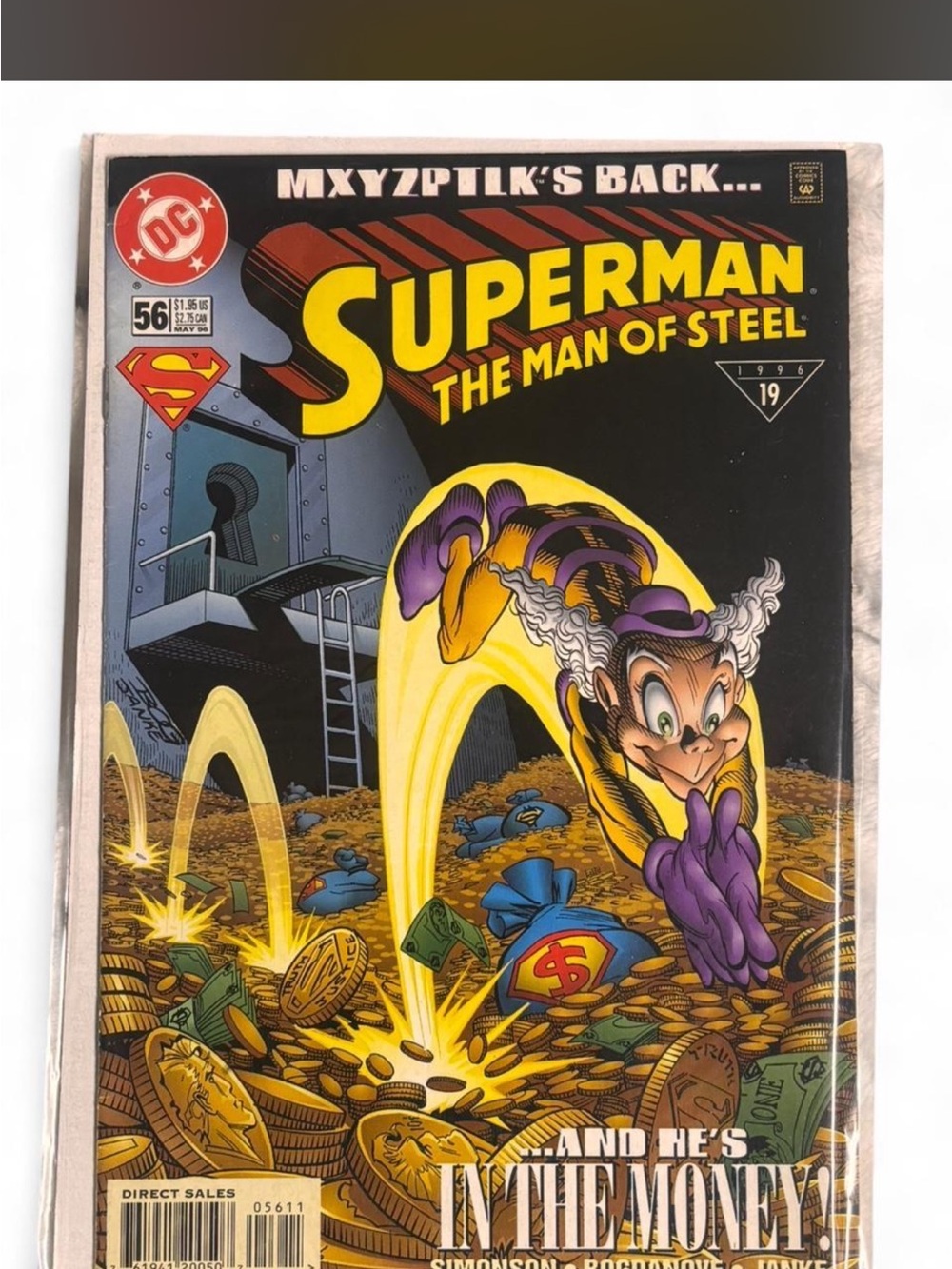 DC Superman The Man of Steel Comic Cover - Yellow, Black, Purple